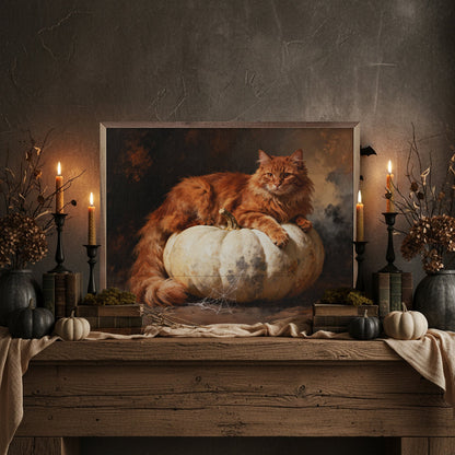 Orange Cat On Pumpkin