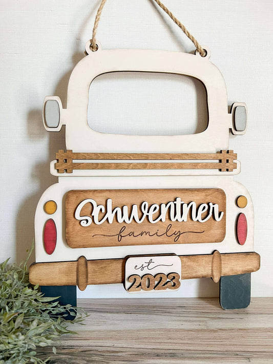 Rustic Personalized Interchangeable Truck Door Hanger - FINISHED PRODUCT