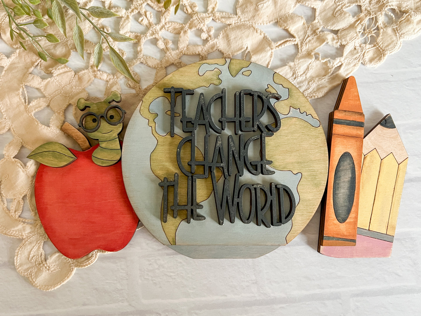 Teachers Change the World - ADD ON for Interchangeable Rustic Truck - FINISHED PRODUCT