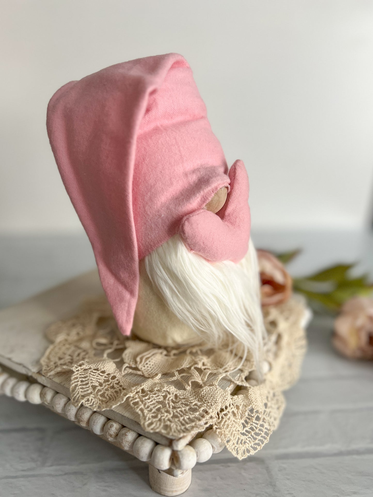 Pink Heart Fabric Gnome