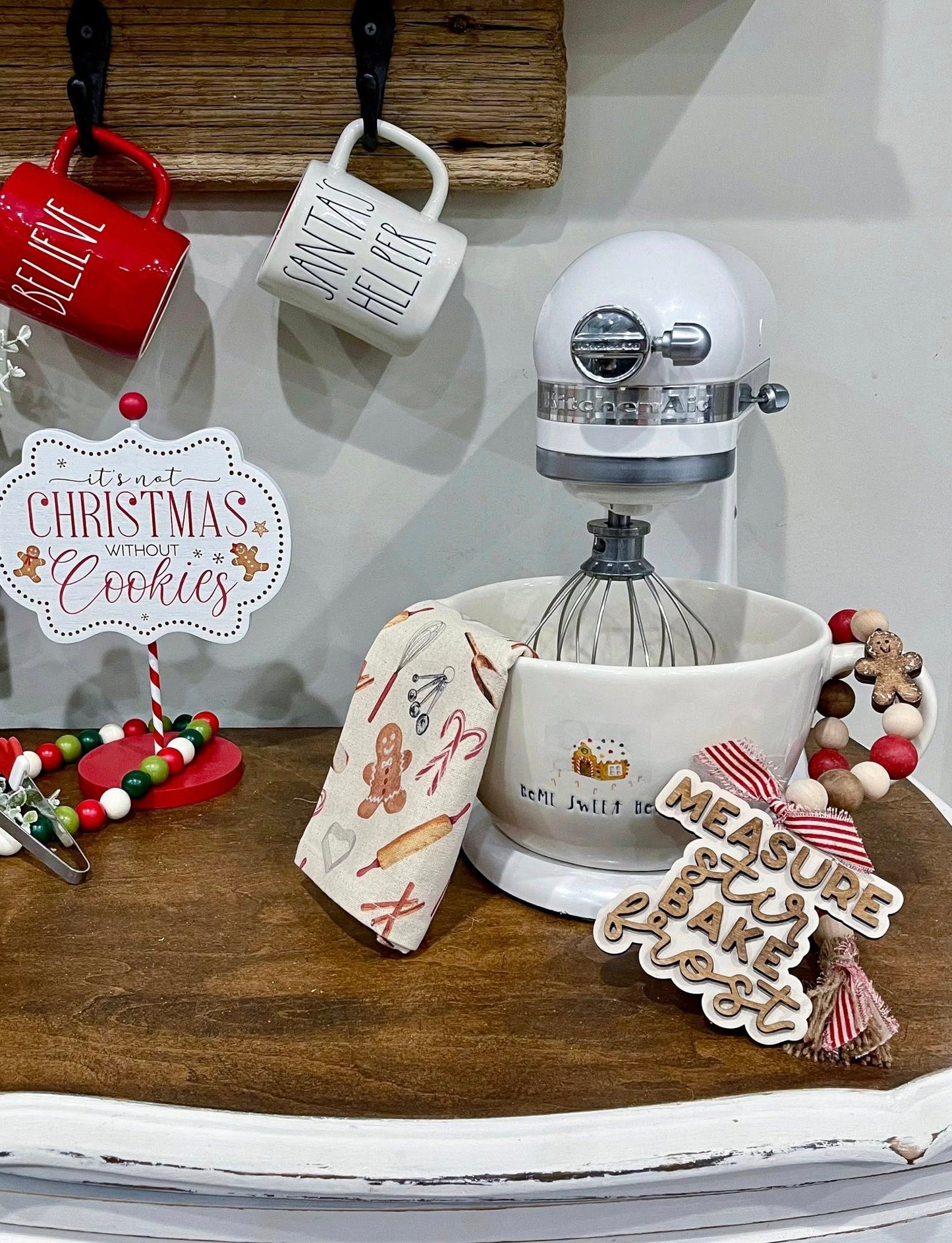 Gingerbread Christmas Bakery wood bead garland