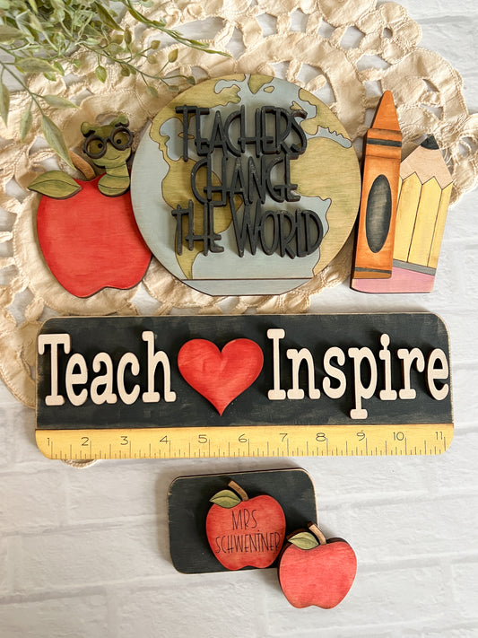 Teachers Change the World - ADD ON for Interchangeable Rustic Truck - FINISHED PRODUCT