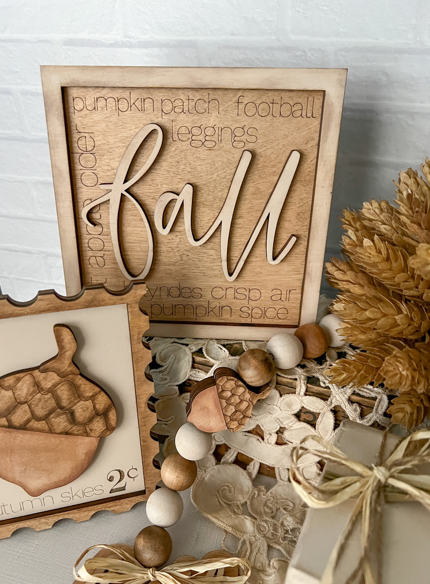 Neutral FALL Subway Framed 3D Wood Sign