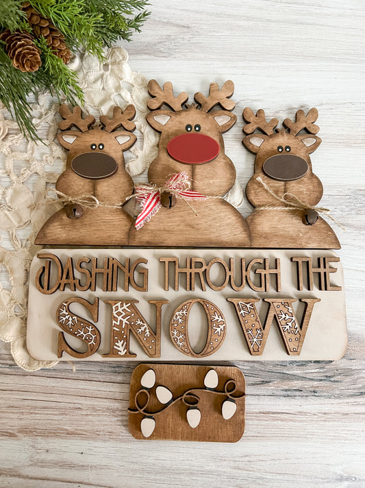 Reindeer - Dashing Through Snow - ADD ON for Interchangeable Rustic Truck - FINISHED PRODUCT