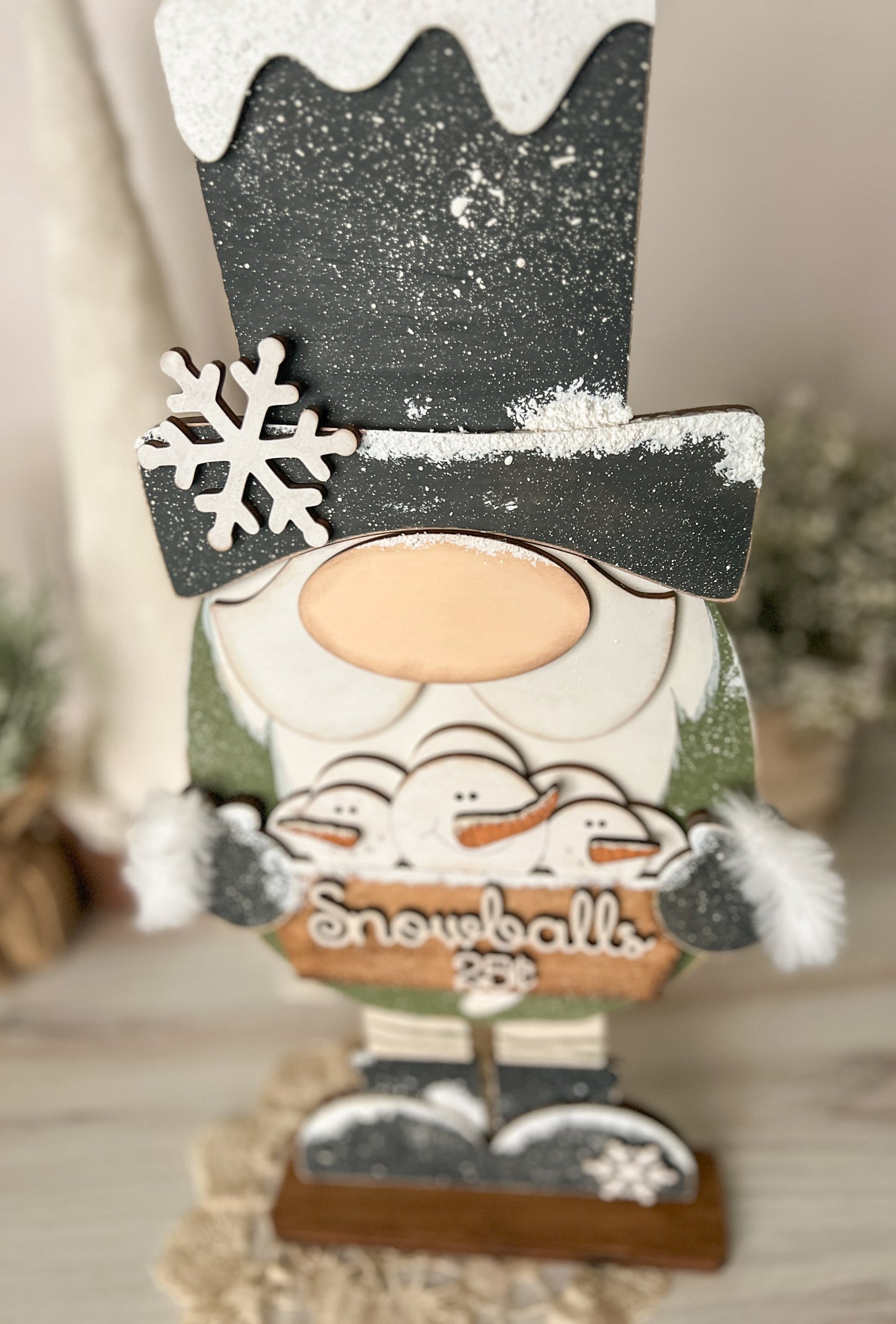 Snowball Winter Gnome - DIY Kit - Wood Blank - NO PAINT Included