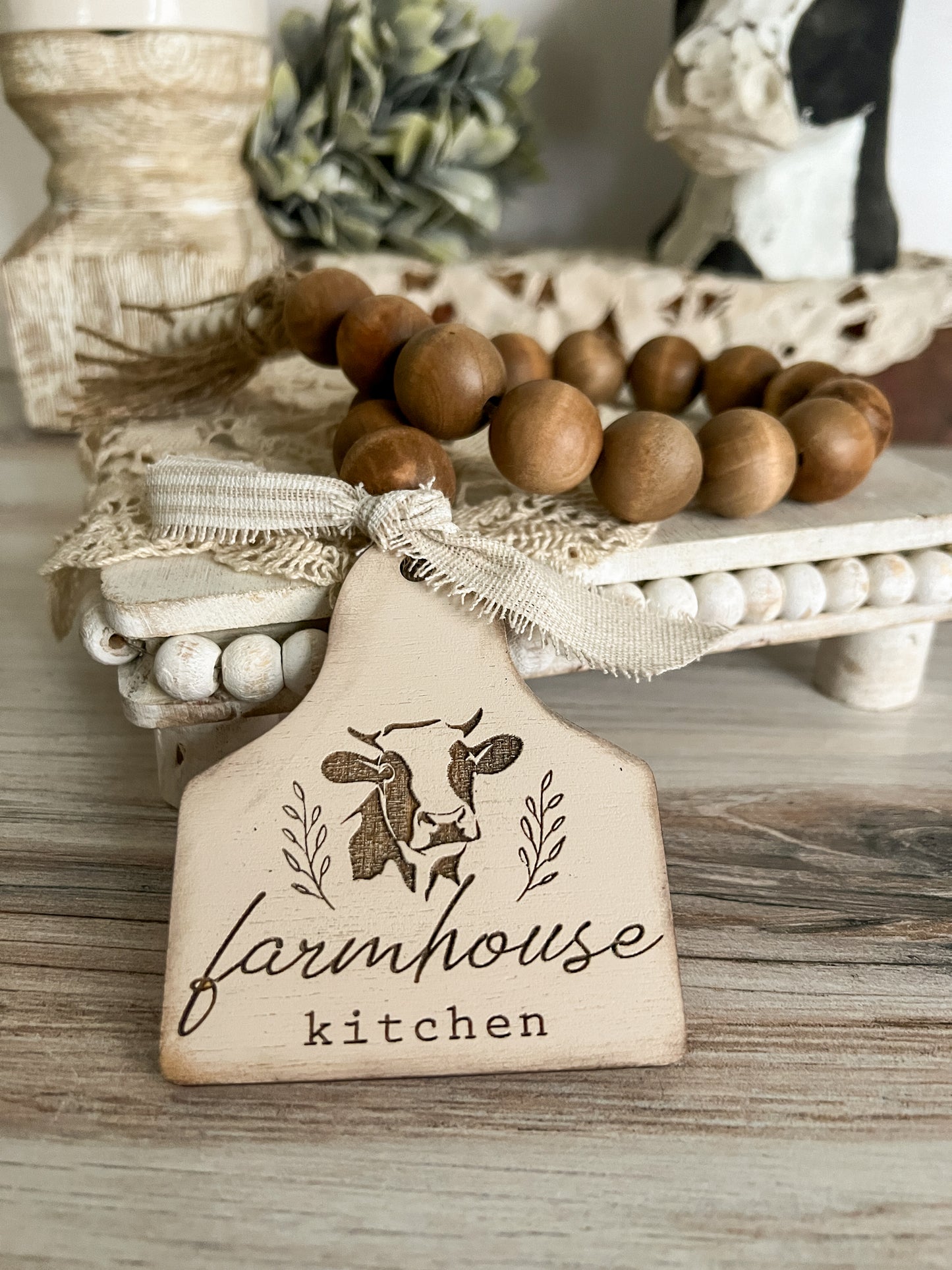 Farmhouse Kitchen Wood Bead Garland