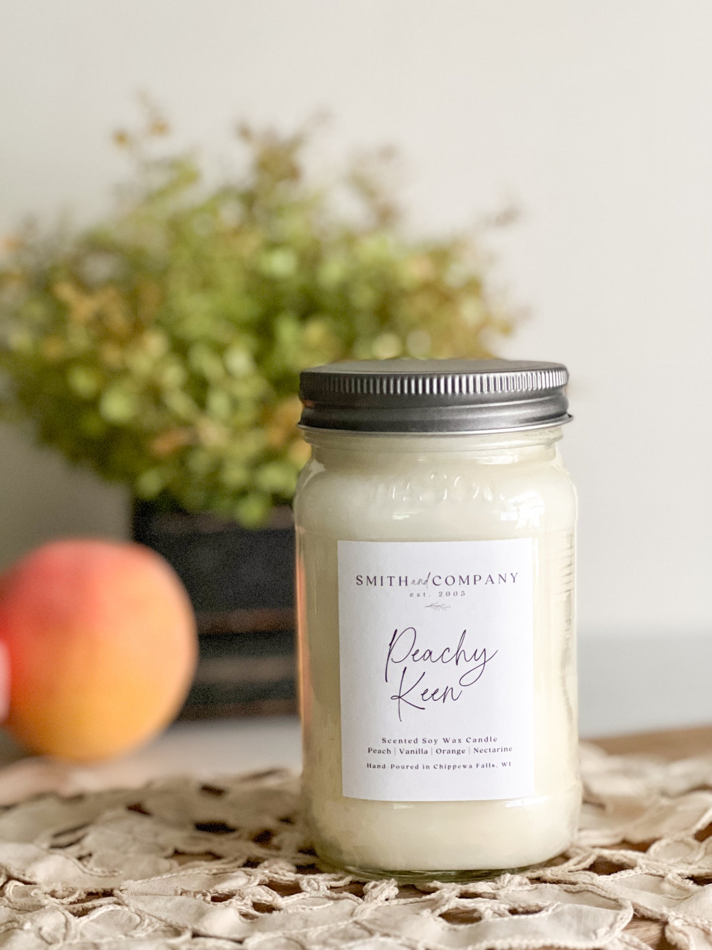 Peachy Keen Soy Mason Jar Candle 16oz