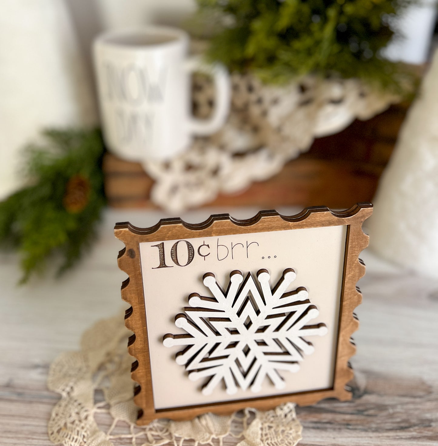 Snowflake Winter 3D Wood Sign