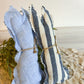 Upcycled Fabric Bunny Ornies - stripe denim and blue