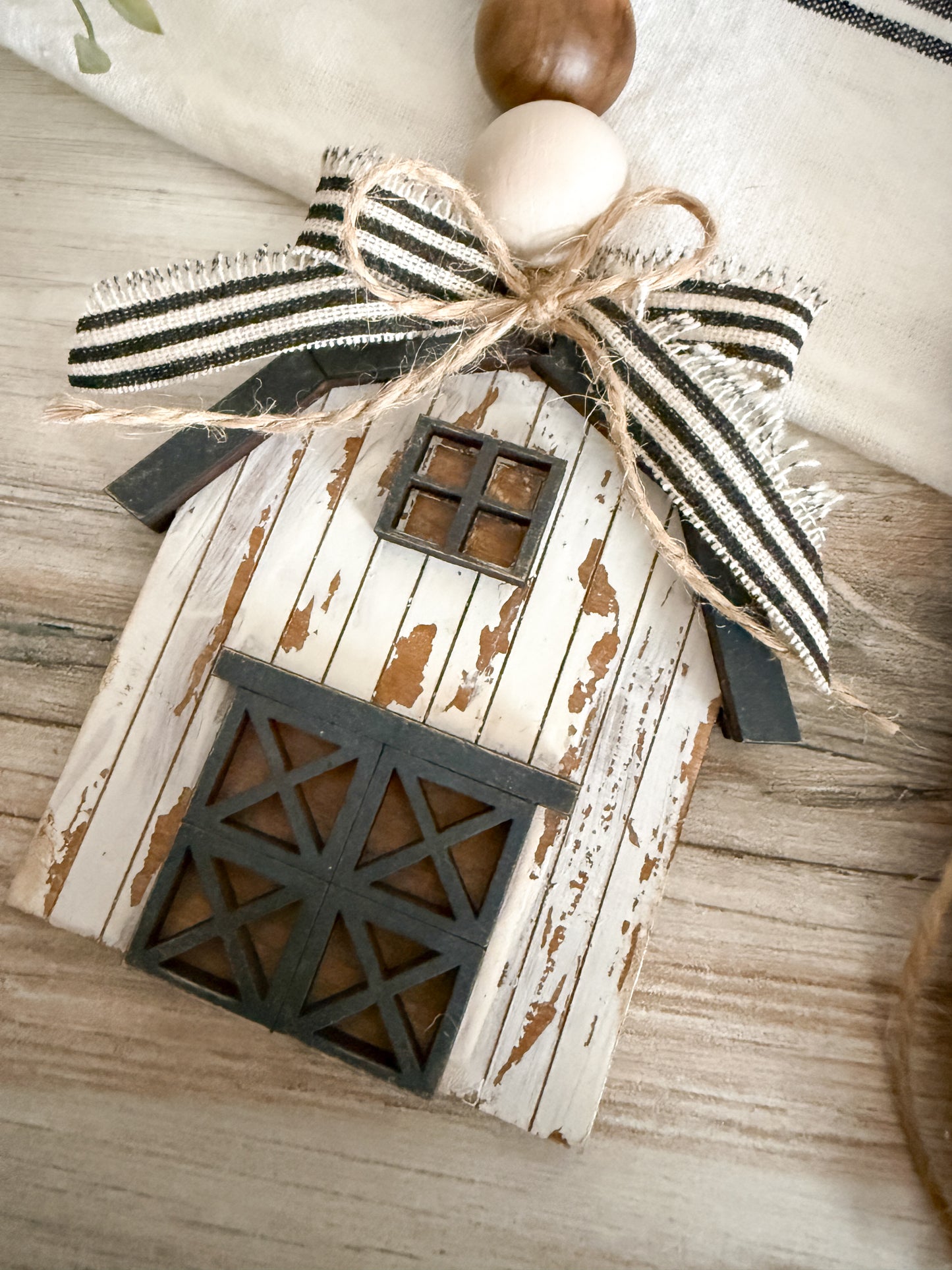White Chippy Barn Wood Bead Garland