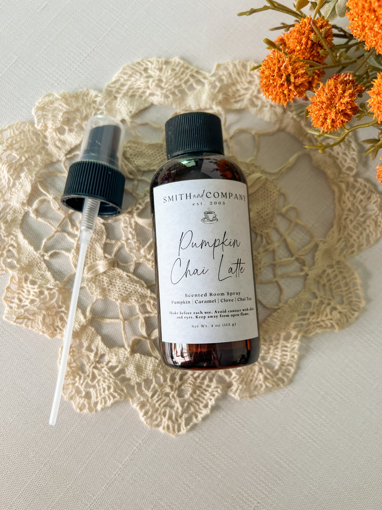 Pumpkin Chai Latte 4 oz Scented Room Spray bottle