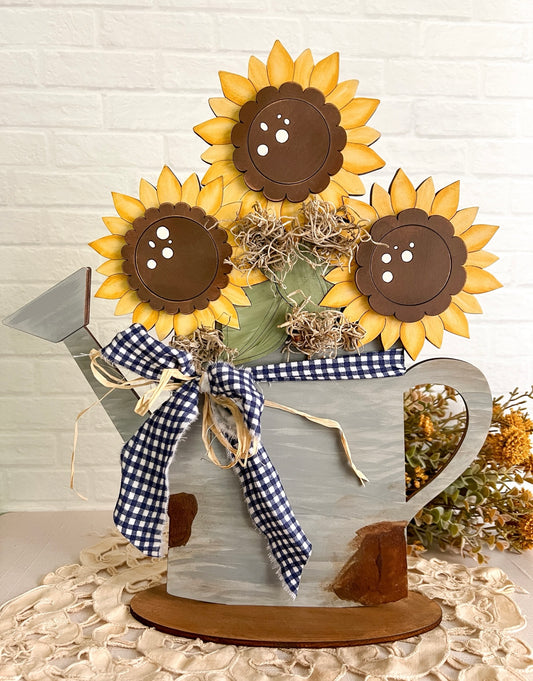 Sunflower Watering Can Shelf Sitter - FINISHED PRODUCT