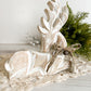 Whitewash Wooden Rustic Laying Reindeer 7"x7"