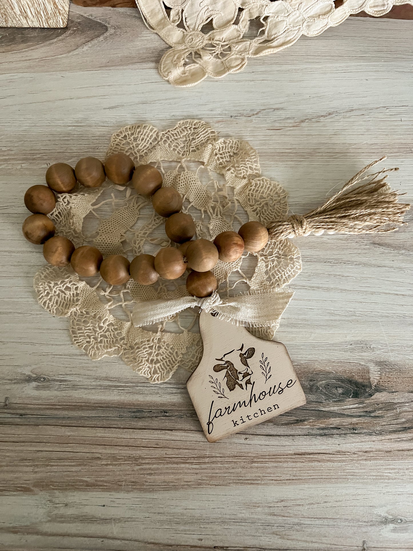 Farmhouse Kitchen Wood Bead Garland