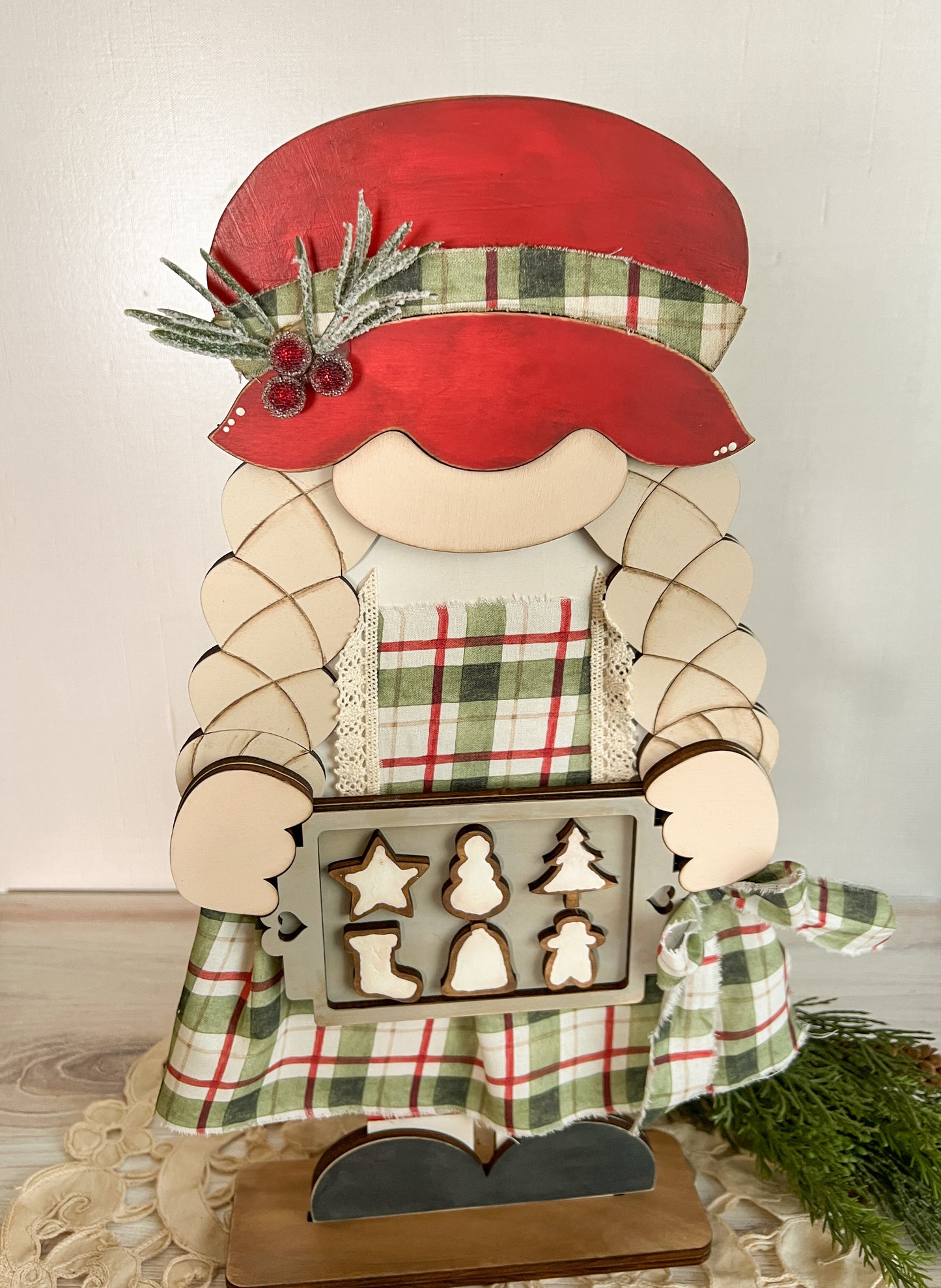 Mrs. Claus Bakery Gnome 16” 3D Shelf Sitter - FINISHED PRODUCT
