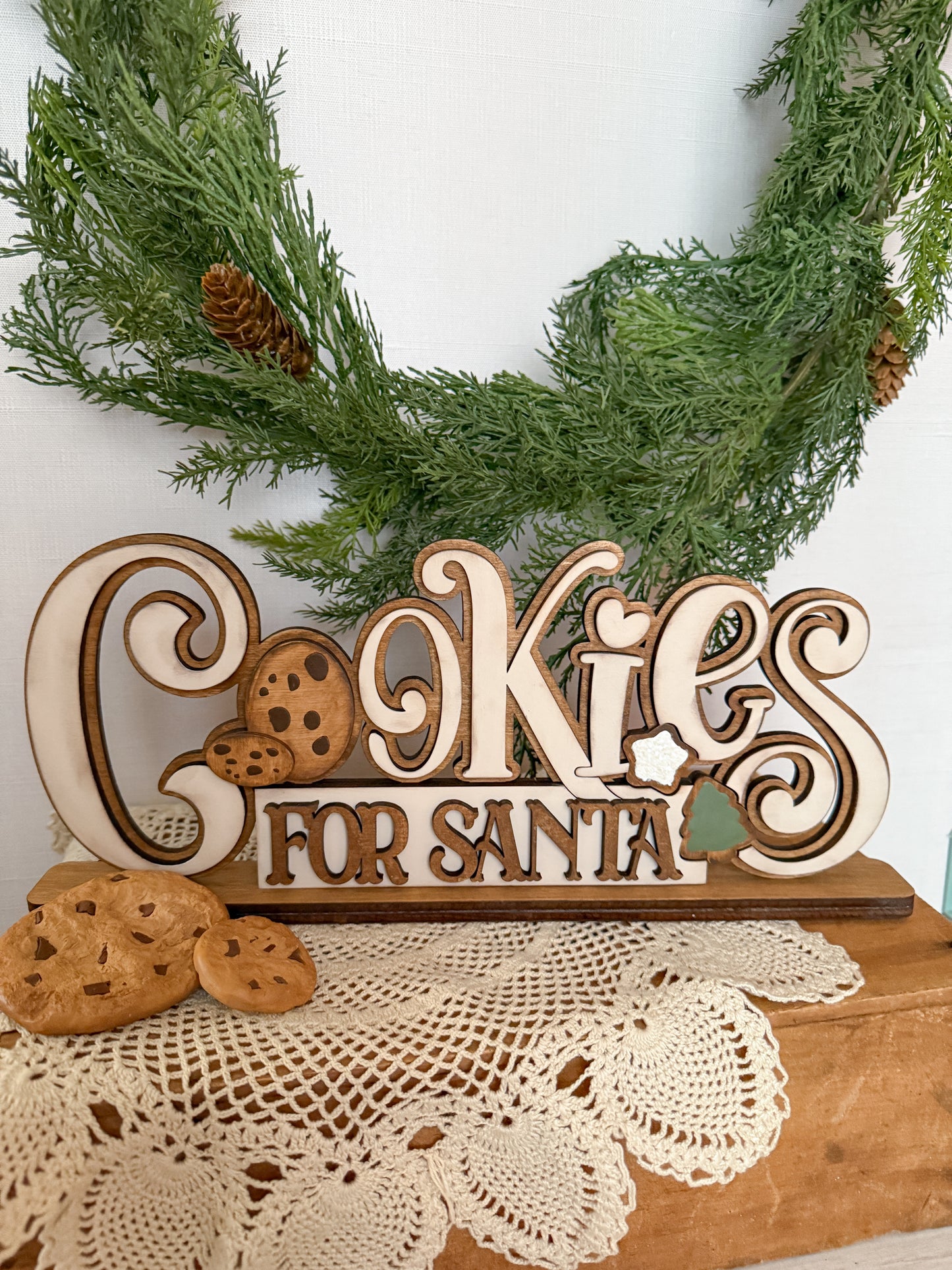 Cookies for Santa 3D wooden shelf sitter - FINISHED PRODUCT