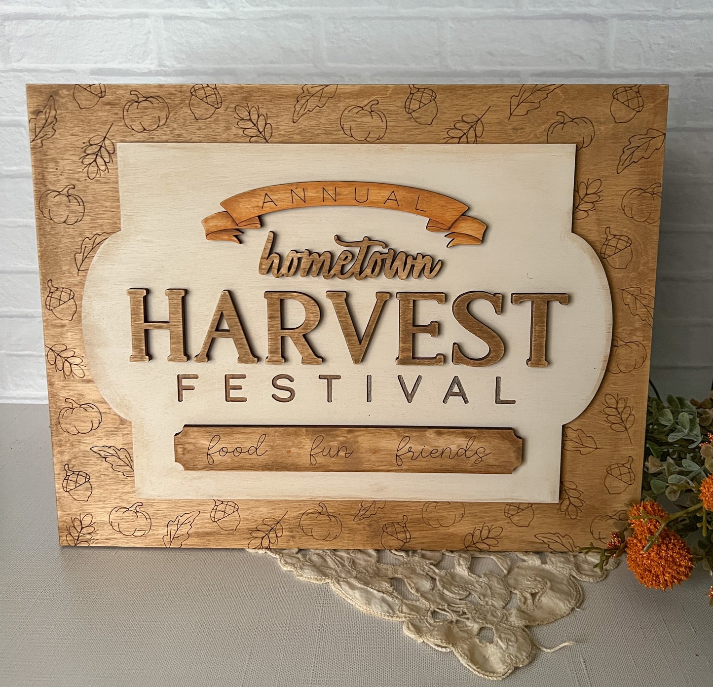 Harvest Festival 3D Wooden Sign