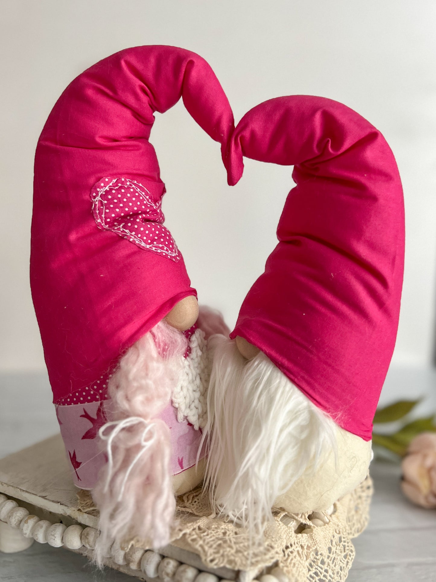 Pink Valentine's Day Couple Fabric Gnomes