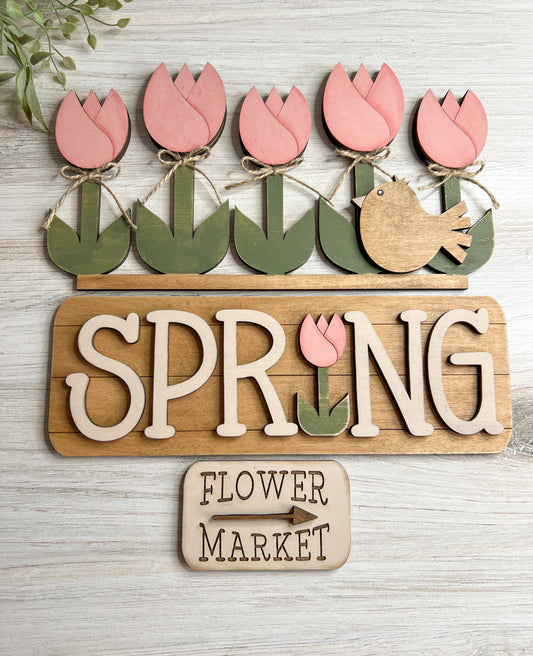 Spring Tulip Market - ADD ON for Interchangeable Rustic Truck - FINISHED PRODUCT