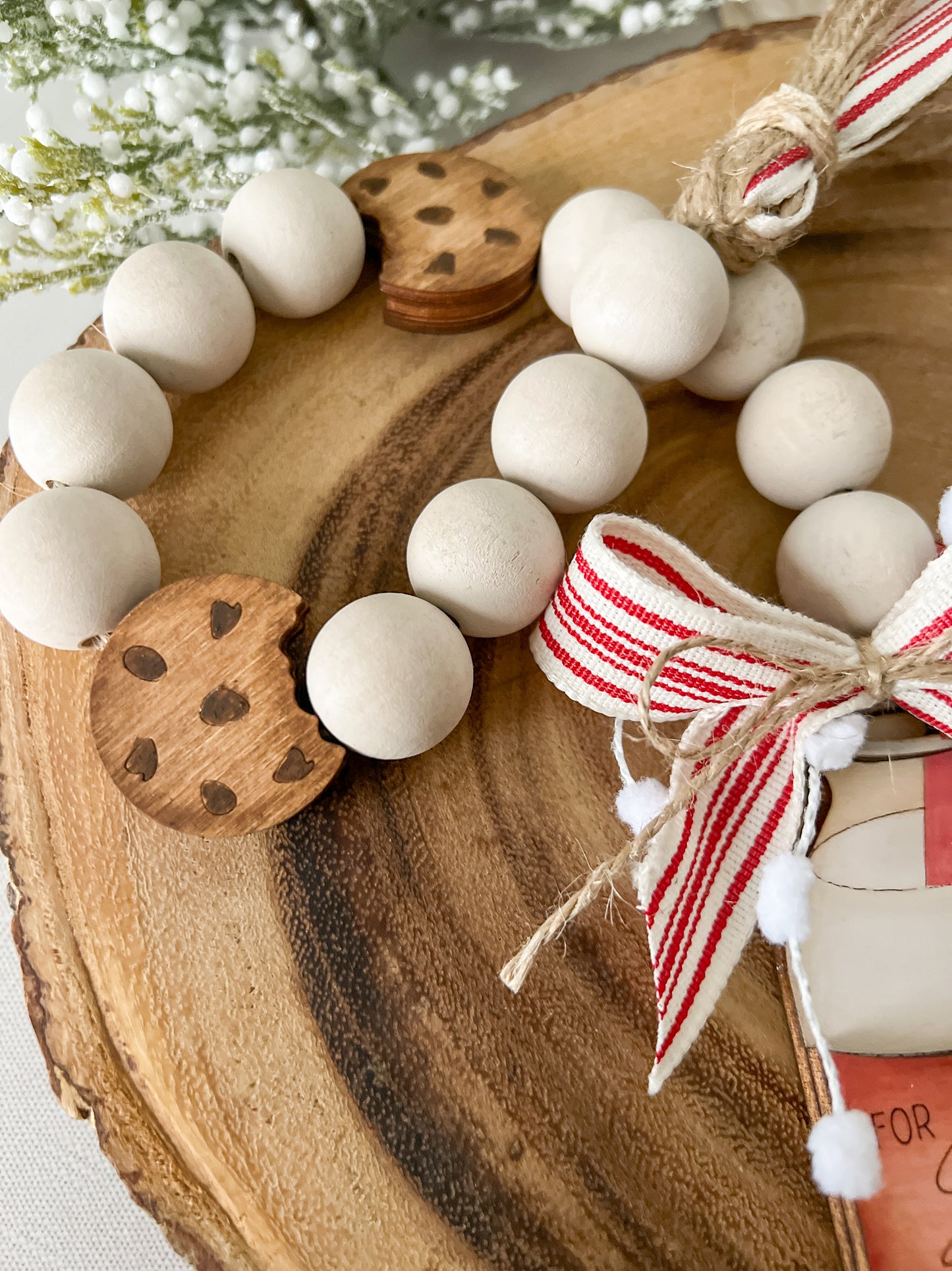 Santa’s Milk & Cookies Wood Bead Garland