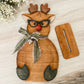 Nerdy Reindeer 10” 3D Wooden Shelf Sitter