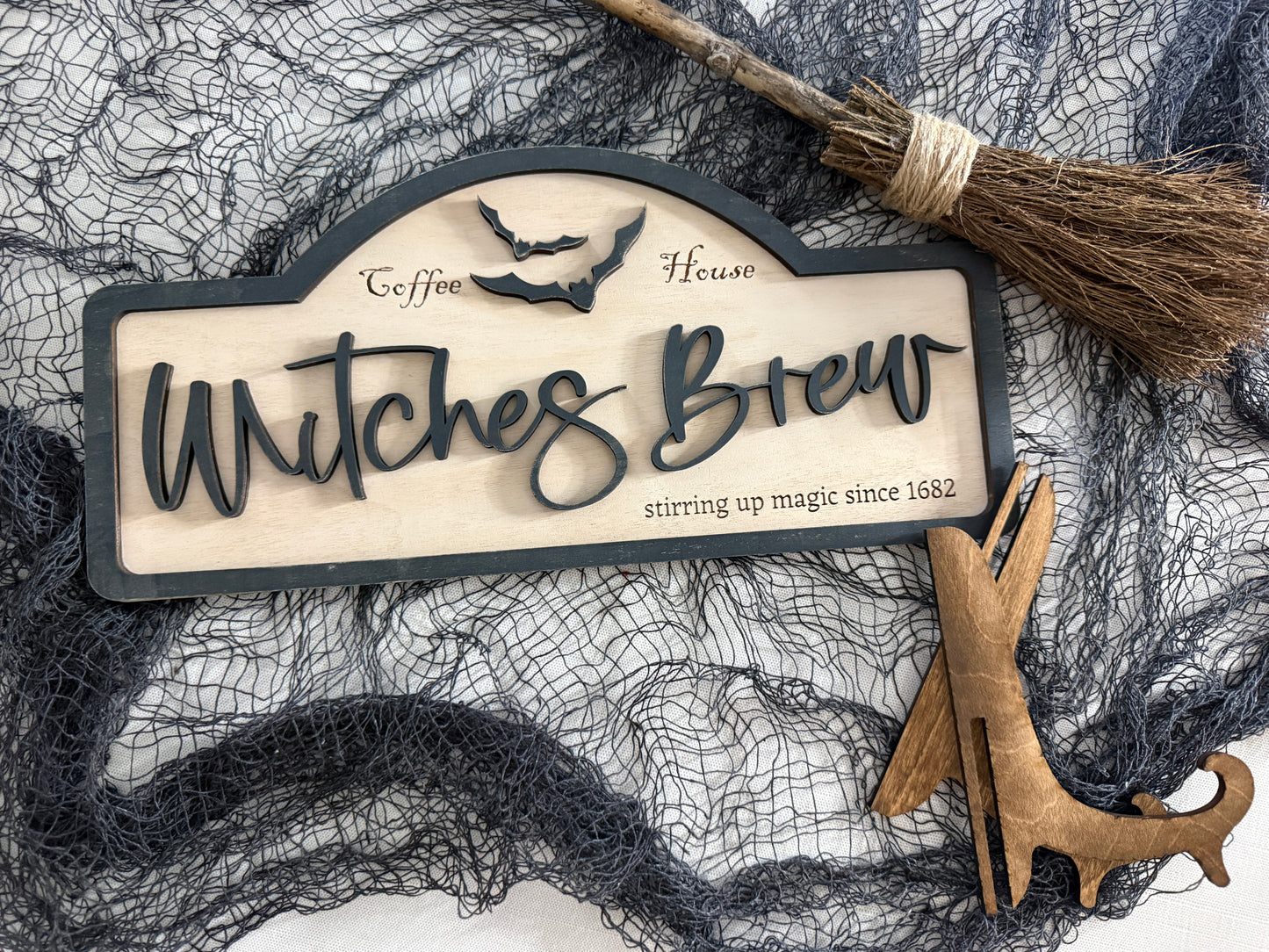 Witches Brew Coffee House 3D Coffee Bar sign