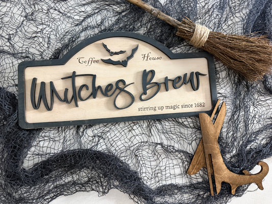 Witches Brew Coffee House 3D Coffee Bar sign