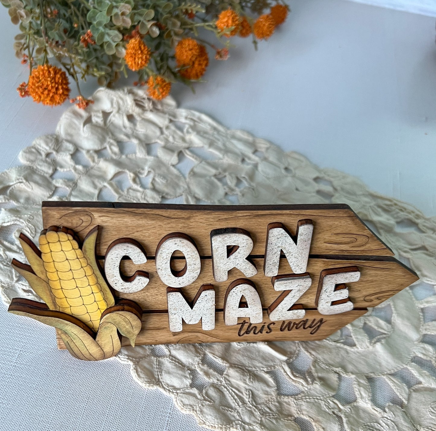 Corn Maze Fall Wooden 3D sign