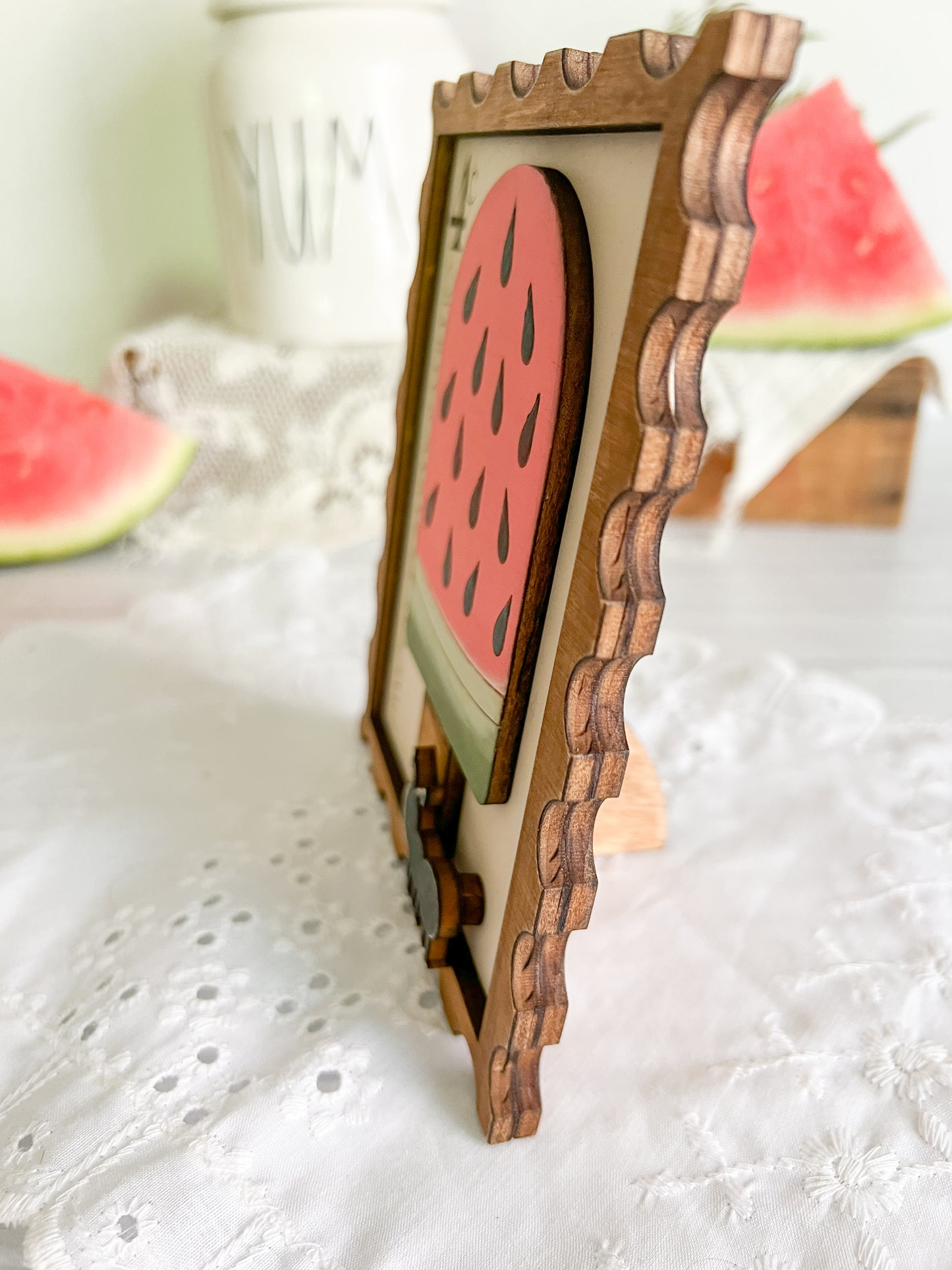 Sweet Summertime Watermelon Postage Stamp 3D Wood Sign