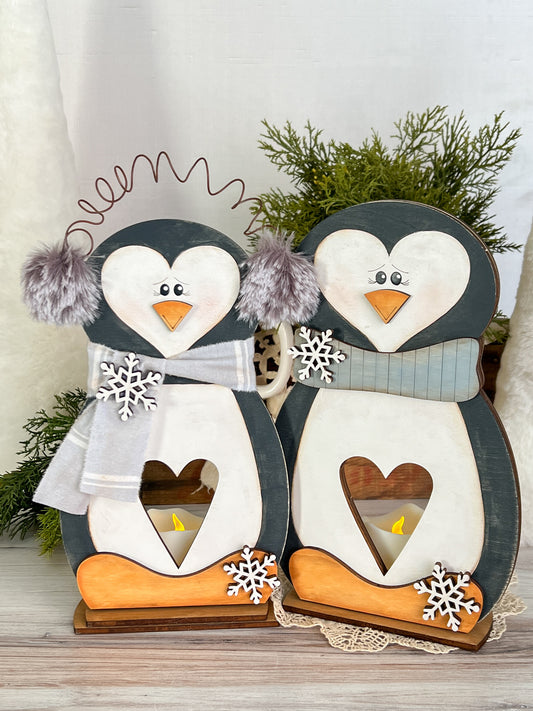 Phil & Penny Winter Penguin Tealight Shelf Sitter -set of 2 (FINISHED PRODUCT)