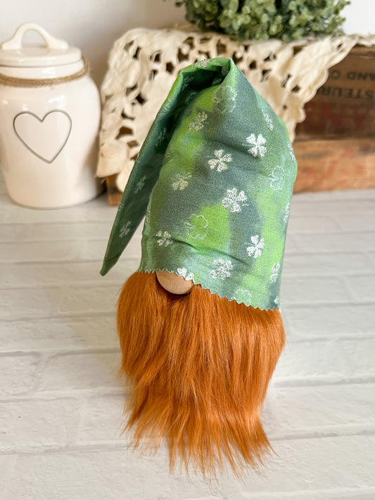 Green Shimmer shamrock fabric gnome