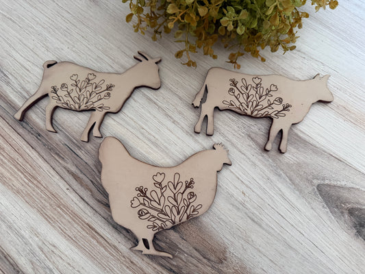 Farm Animal set of 3 magnets