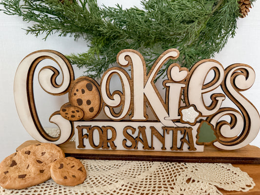 Cookies for Santa 3D wooden shelf sitter - FINISHED PRODUCT