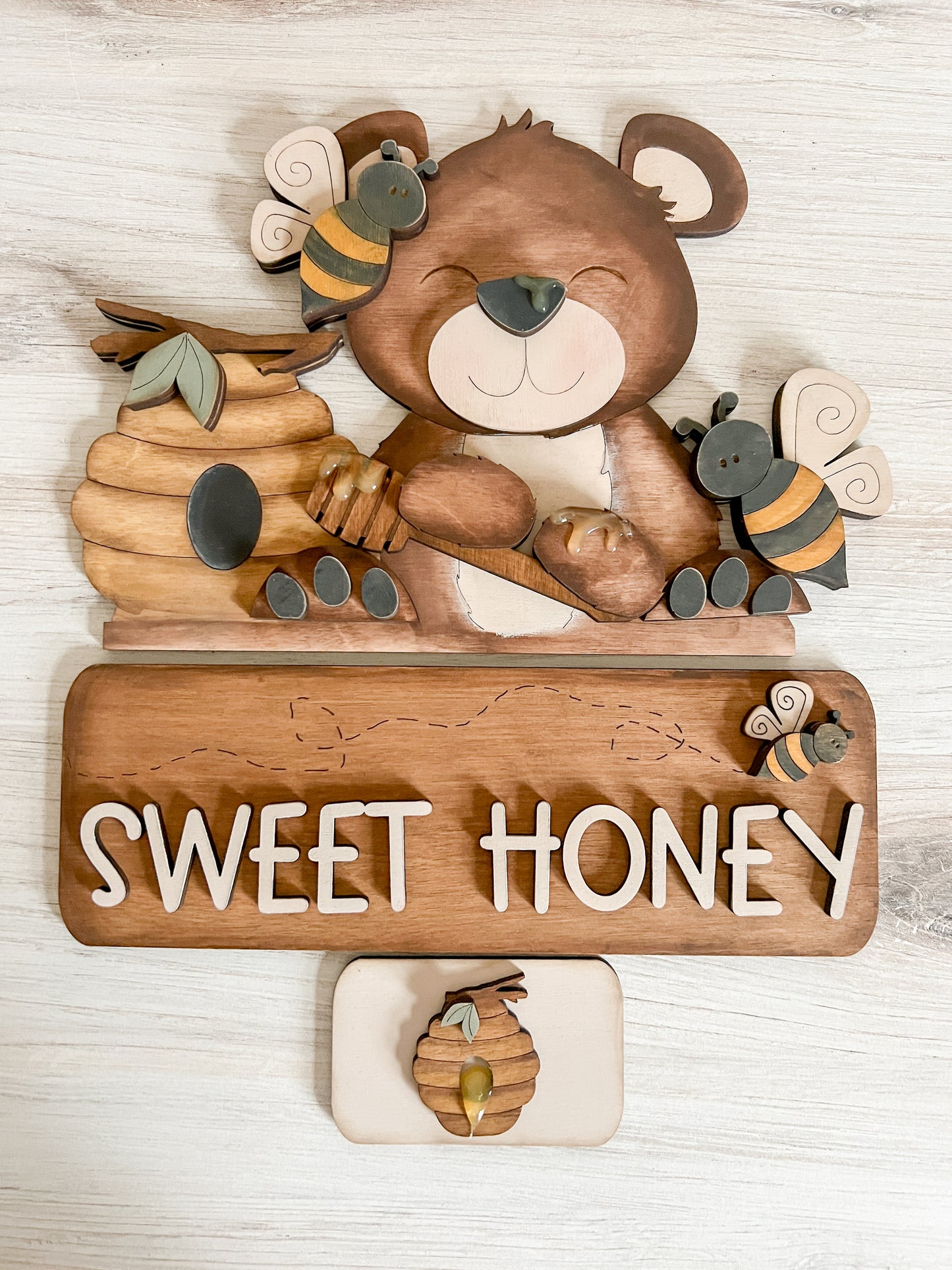 Honey Bee Bear - ADD ON for Interchangeable Truck or Basket - FINISHED PRODUCT