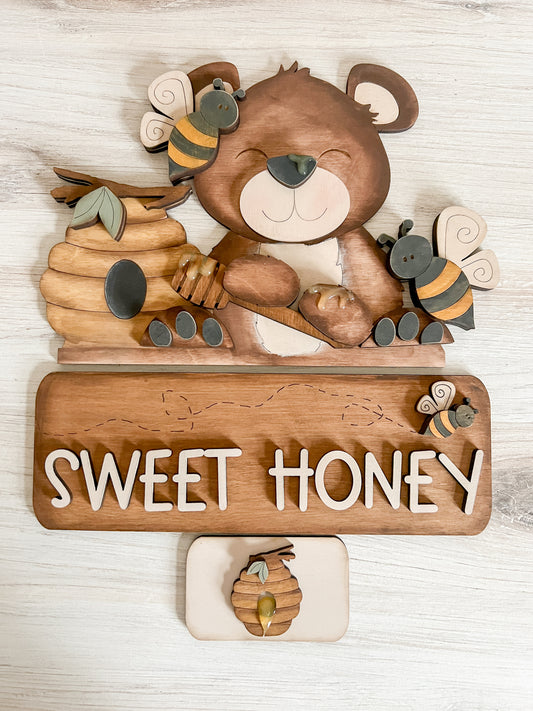 Honey Bee Bear - ADD ON for Interchangeable Truck or Basket - FINISHED PRODUCT