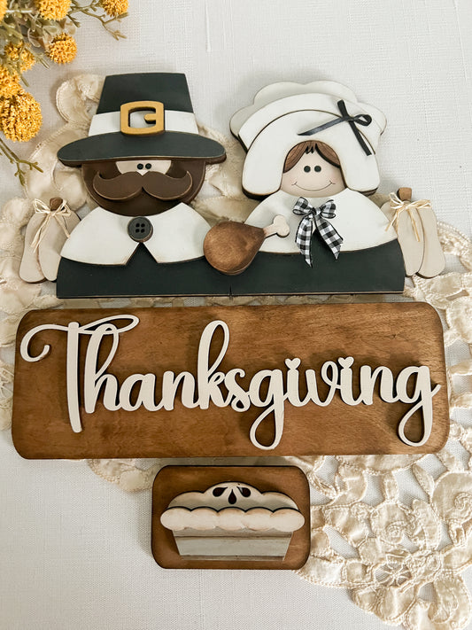 Thanksgiving Pilgrims & Pumpkins -  ADD ON for Interchangeable Rustic Truck - FINISHED PRODUCT