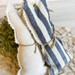 Upcycled Fabric Bunny Ornies - denim stripe and white