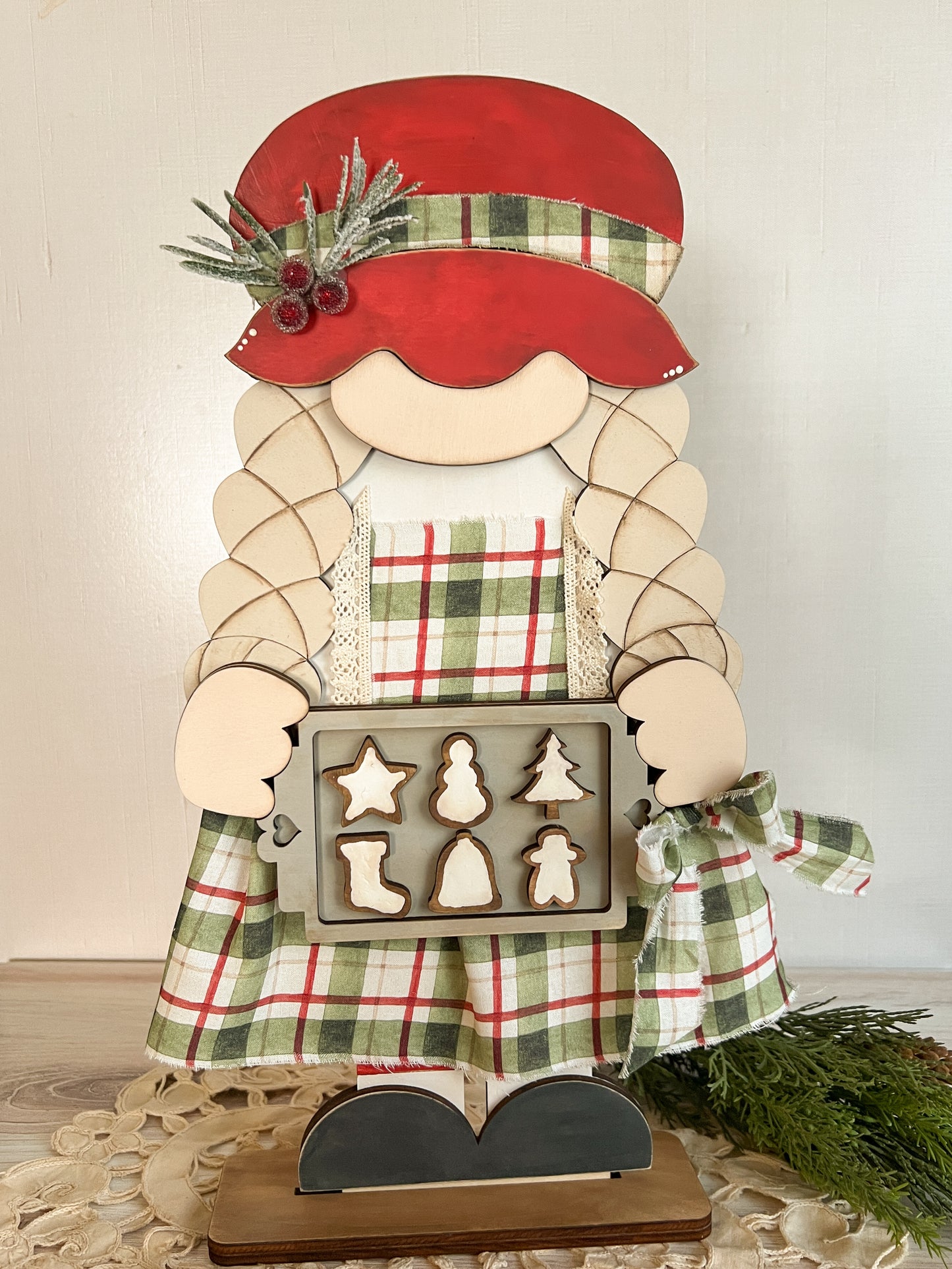 Mrs. Claus Bakery Gnome 16” 3D Shelf Sitter - FINISHED PRODUCT