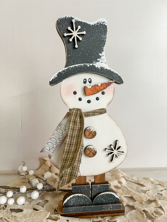 Winter Snowman BURRR Word Block 3D Shelf Sitter Sign