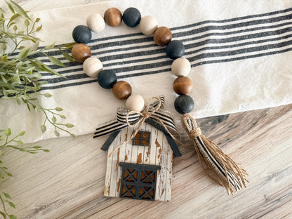 White Chippy Barn Wood Bead Garland