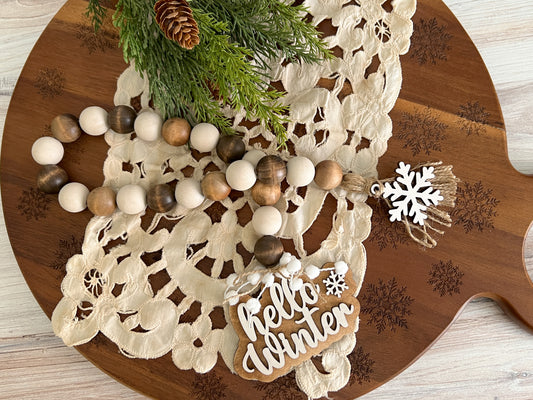 Hello Winter Wood Bead Garland