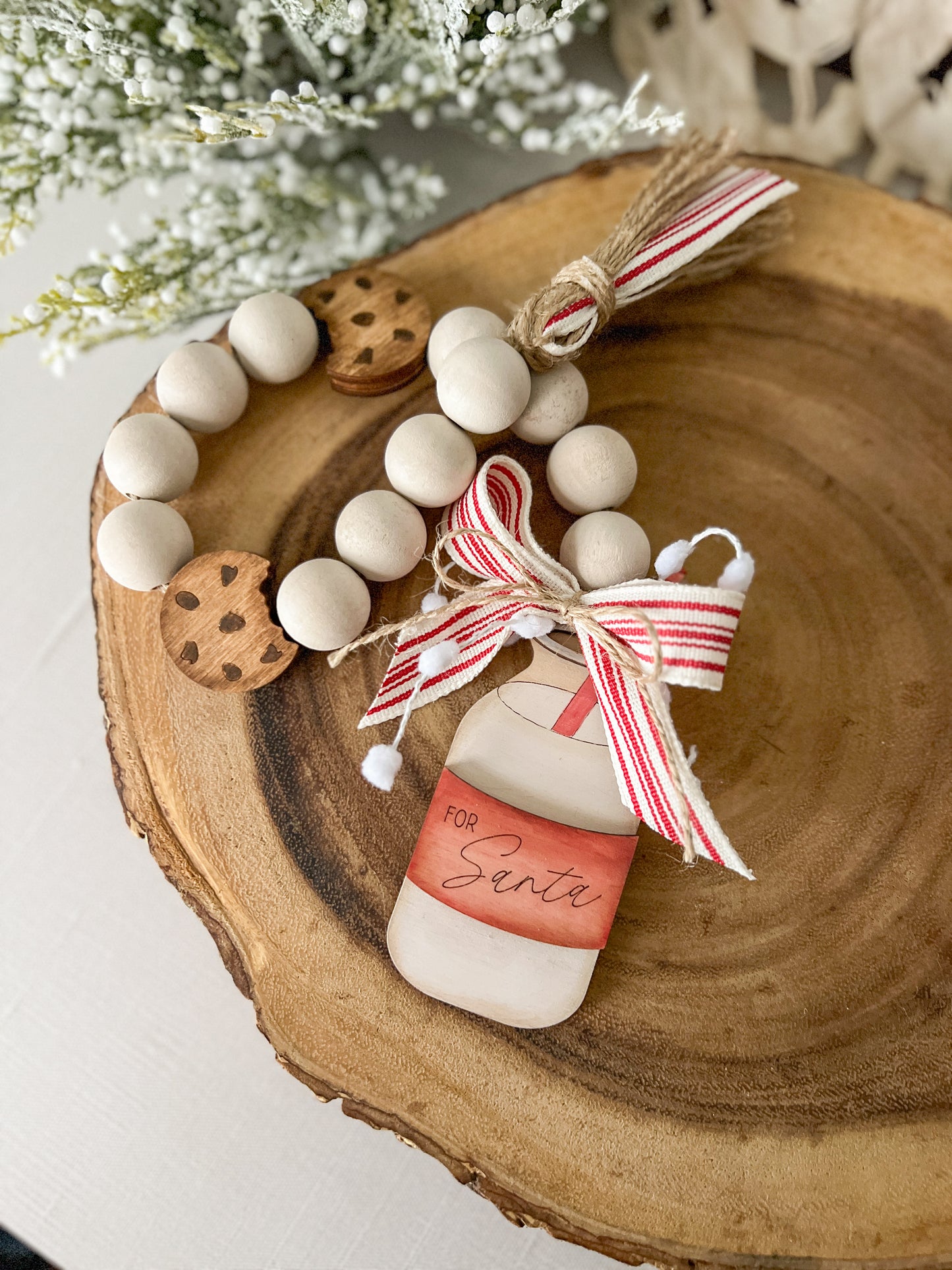 Santa’s Milk & Cookies Wood Bead Garland