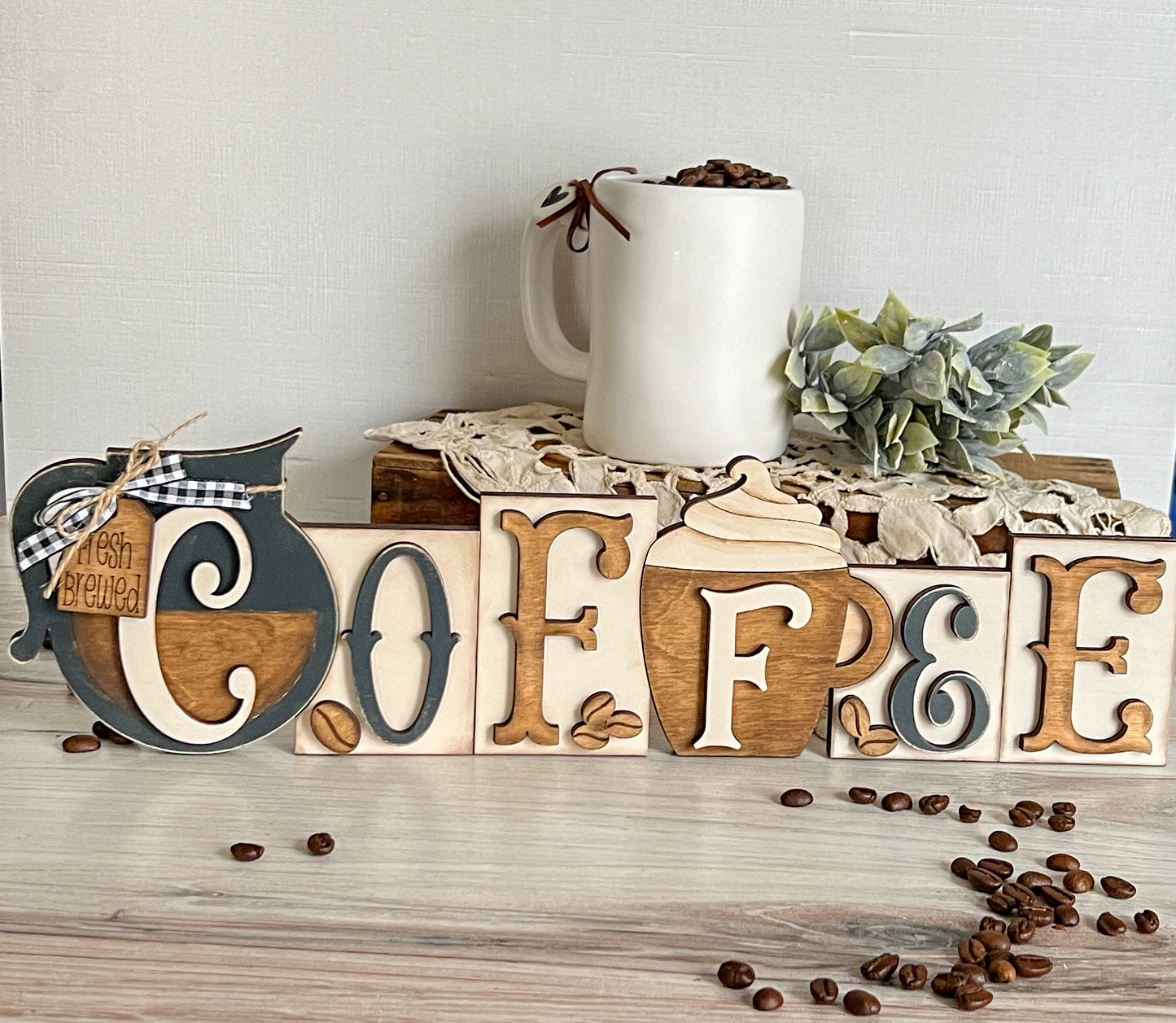 Coffee Bar Neutral Coffee Pot 3D Sign