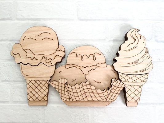 Ice Cream Cones  - ADD ON for Interchangeable Rustic Truck - DIY HOME KIT - NO PAINT INCLUDED
