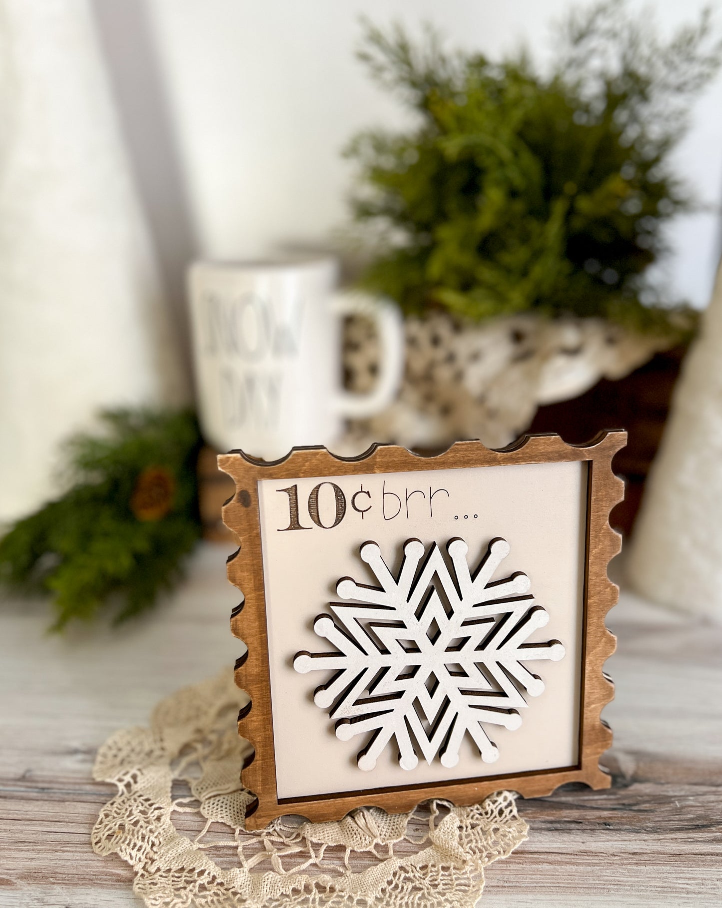 Snowflake Winter 3D Wood Sign