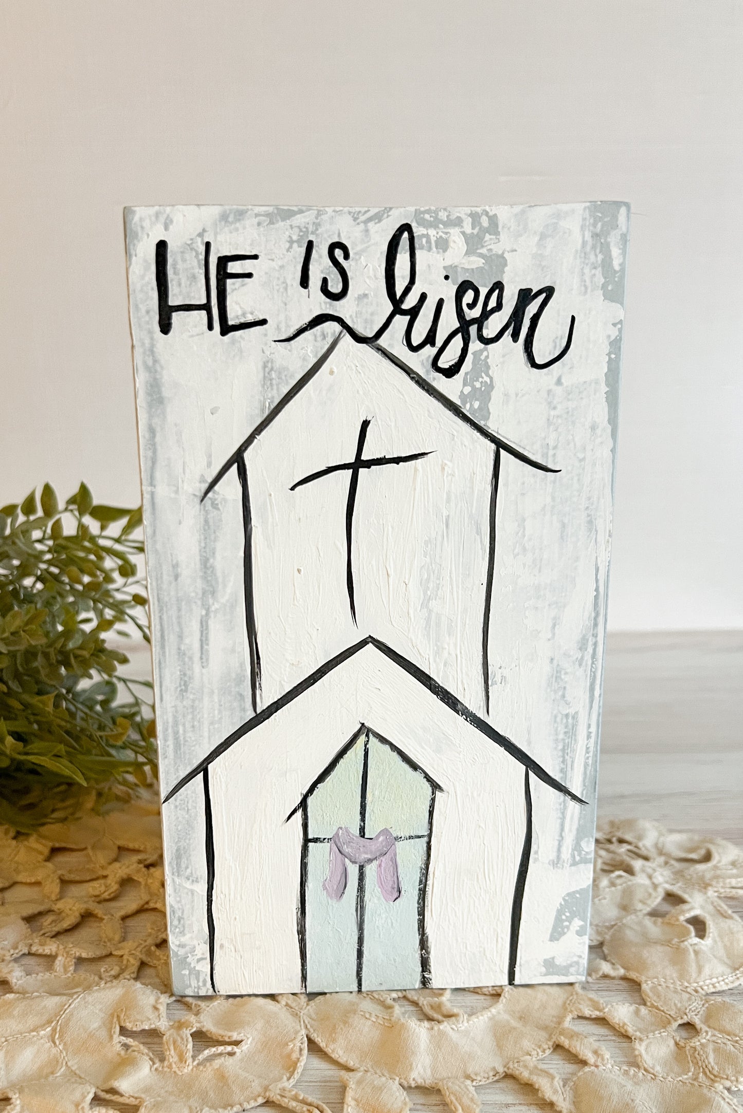 Hand painted Religious Easter wooden sign