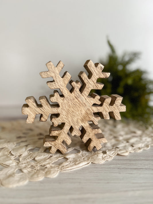 Neutral Wood Snowflake 6x6