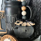 Witch's Cauldron & Broom Neutral Halloween Wood Bead Garland