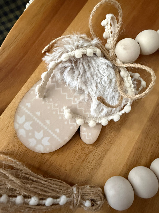 Winter Mittens Wood Bead Garland