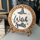 Witch Spells Neutral 3D Round Wooden Sign